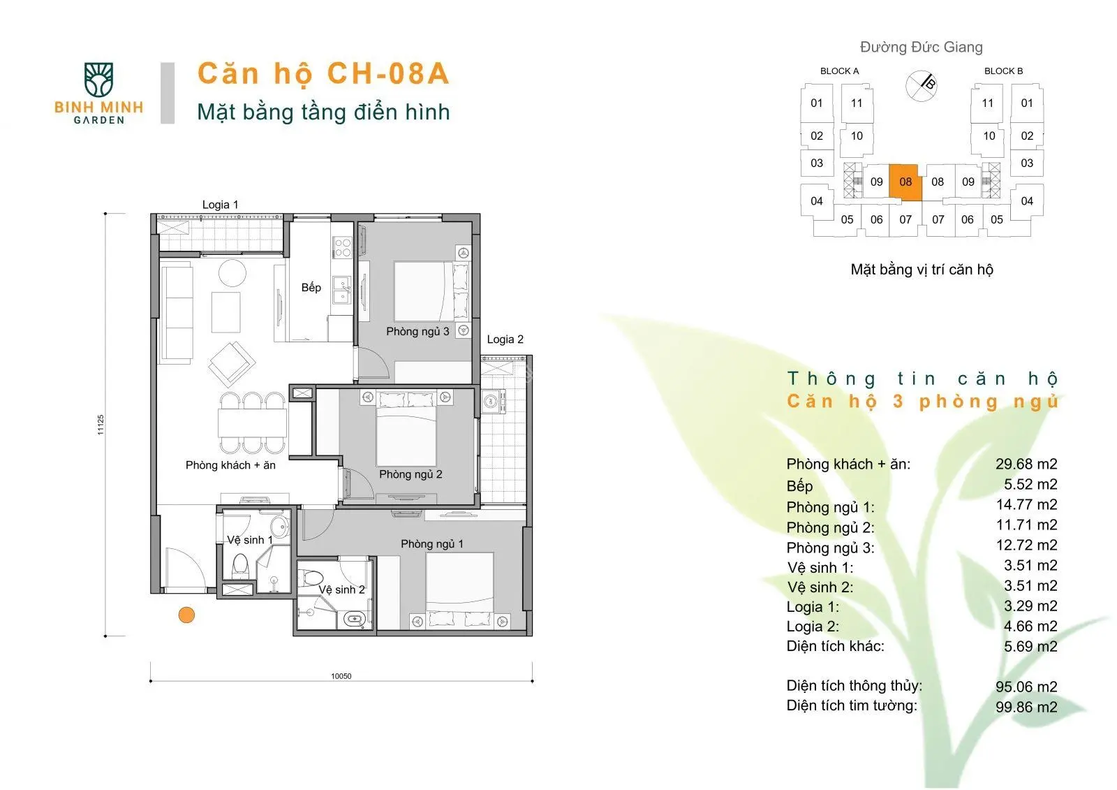 Căn hộ 3PN view sông Đuống giá 4,2x tỷ - DT 95m2 Bình Minh Garden - Bàn giao full NT về ở ngay