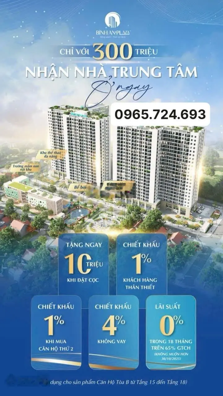 Mở bán chung cư Bình An Plaza, ngay chợ Quảng Thắng, booking liên hệ 0965 724 ***