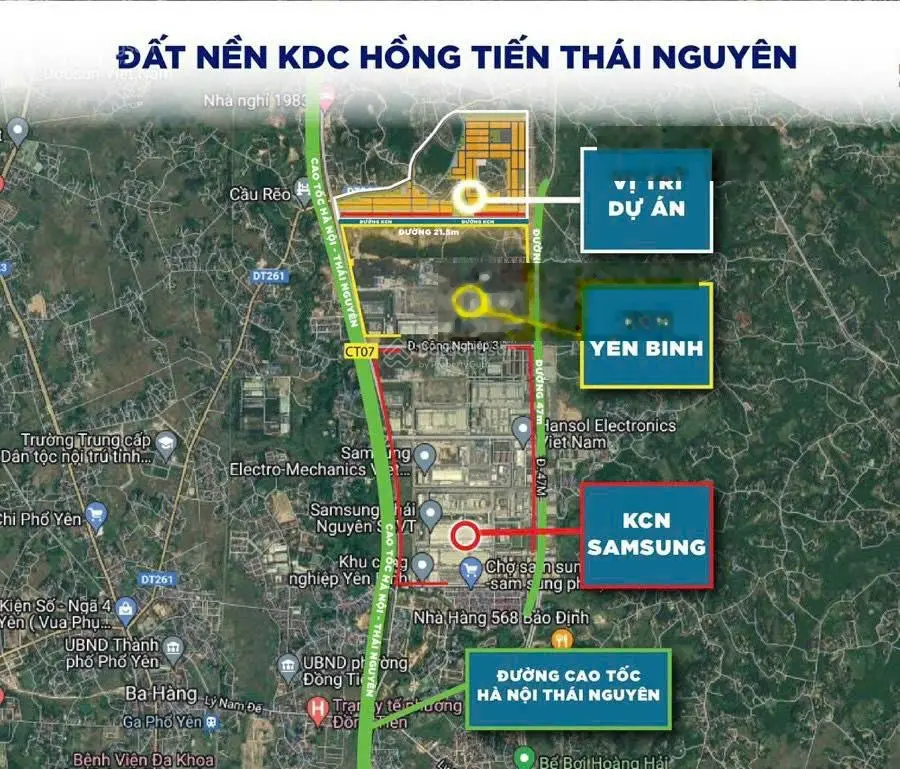 BÁN 4,2 tỷ lô đất làn 1, hai mặt tiền 132m đấu giá HỒNG TIẾN , SAMSUNG PHỔ YÊN THÁI NGUYÊN