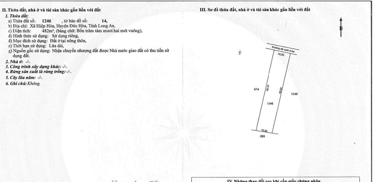Ngân hàng thanh lý tài sản đất DT 482m2