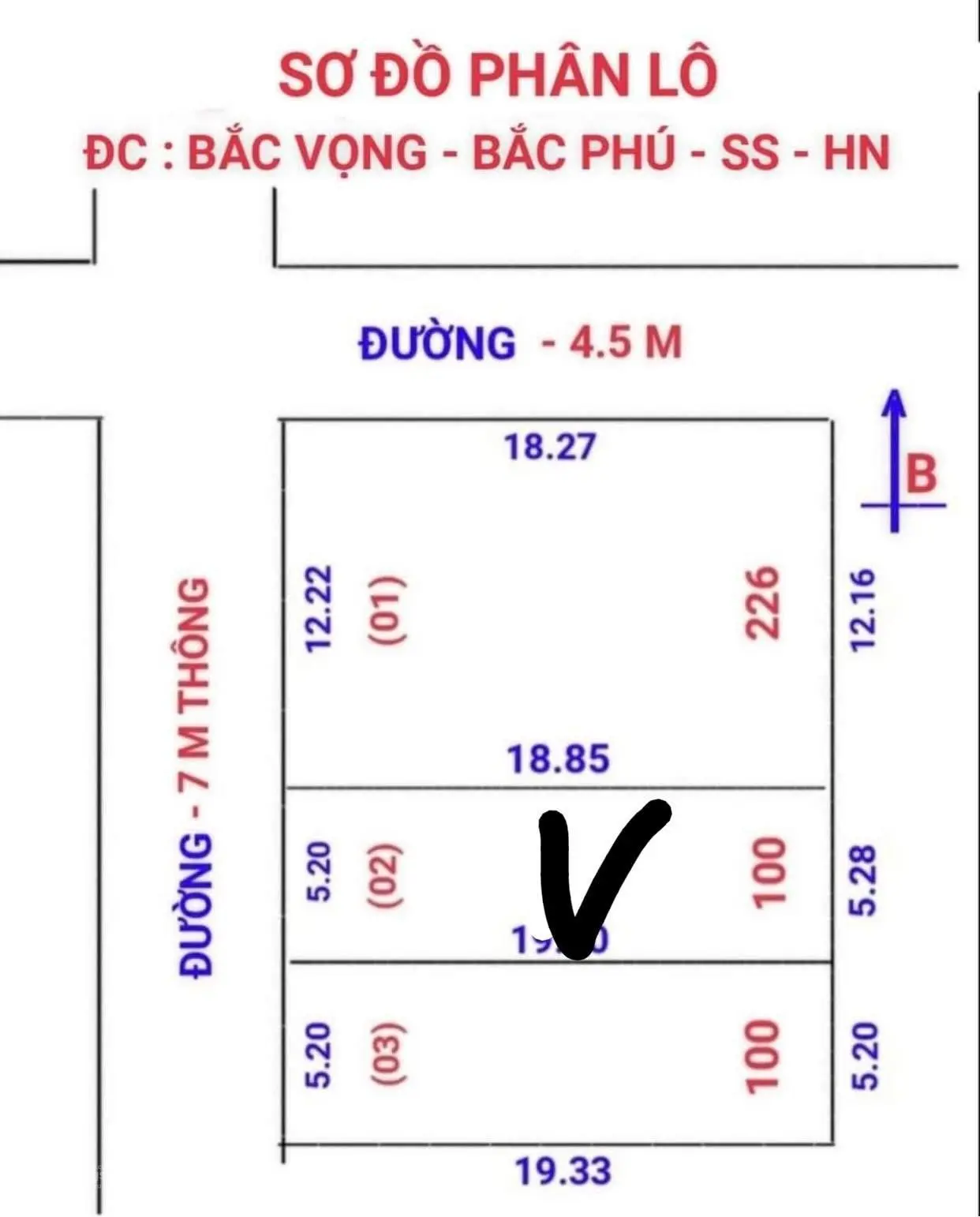 Chính chủ em đang cần tiền muốn bán 100m2 full thổ cư đất Bắc Vọng, Bắc Phú