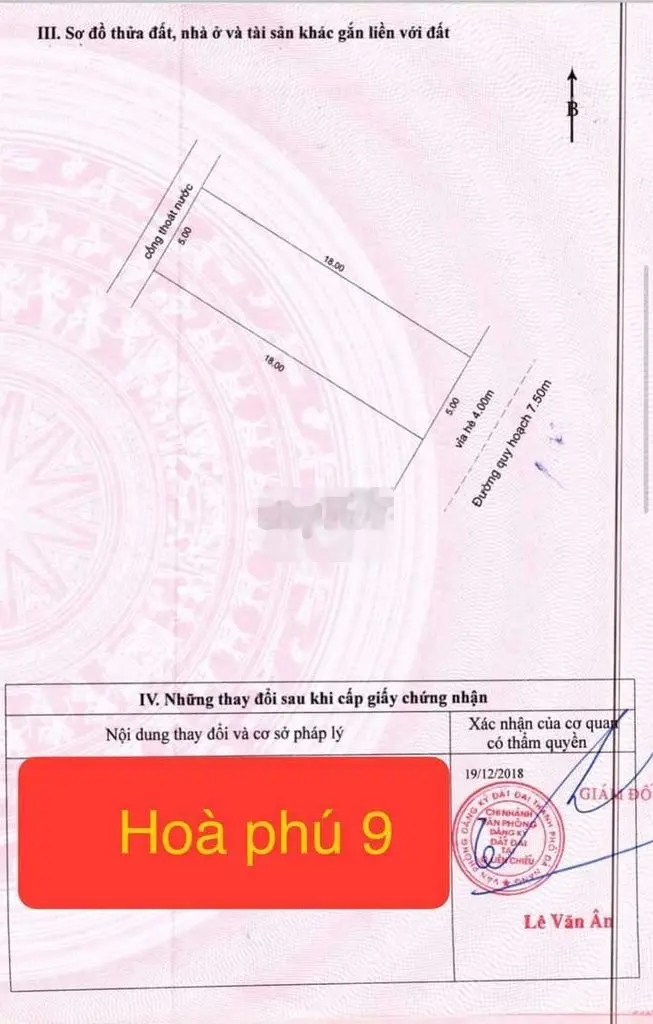 Bán lô đất mặt tiền hoà phú 9
