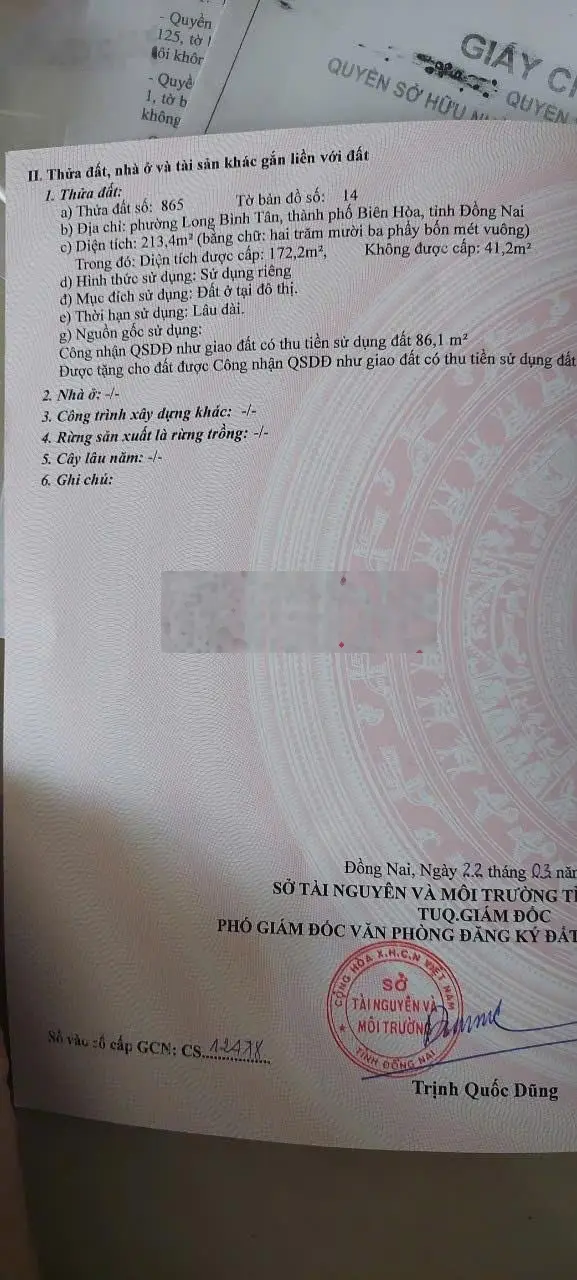 Bán nhà riêng tại Đường Bùi Văn Hòa, Phường Long Bình Tân, Biên Hòa, Đồng Nai, 4,6 tỷ, 144 m2