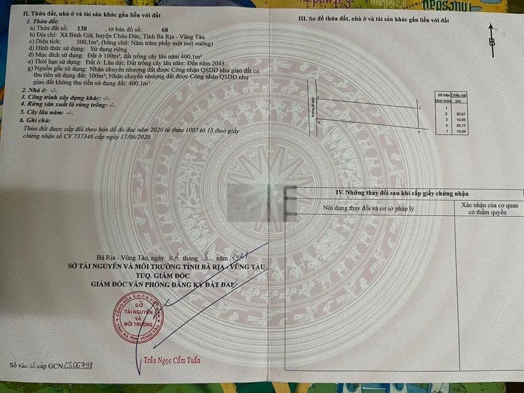 Đất Chính Chủ - Đẹp ĐC Xã Bình Giã, Huyện Châu Đức, Bà Rịa Vũng Tàu