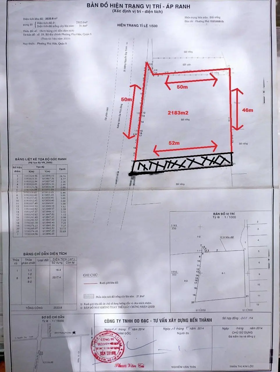 Bán đất 1.770m2 (full thổ) và tặng 31,8m2 đất NN chưa đền bù MT đ. Võ Chí Công, Phú Hữu, Quận 9