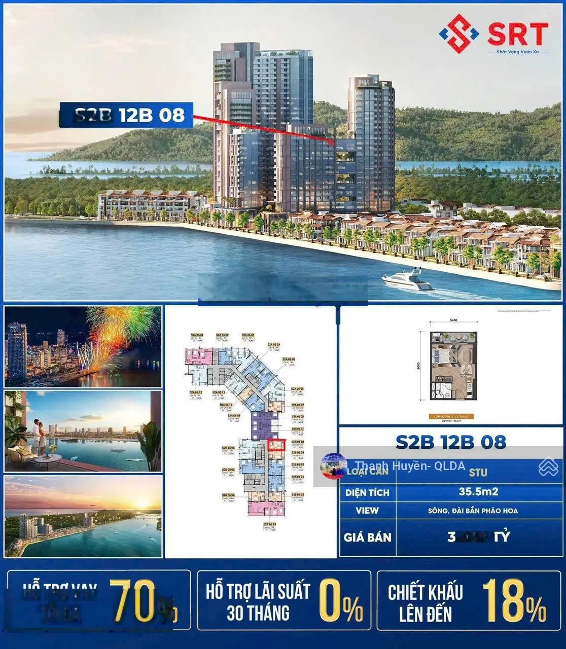 Bán căn hộ studio mặt sông còn sót lại dự án sun symphony giá vay 3,9 tỷ, chiết khấu full- 35,5m2