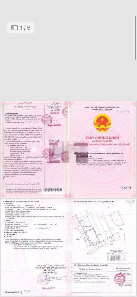 Chính chủ bán nhà ( 6×11) 66m2 phạm ngũ lão phường 7 gò vấp tphcm
