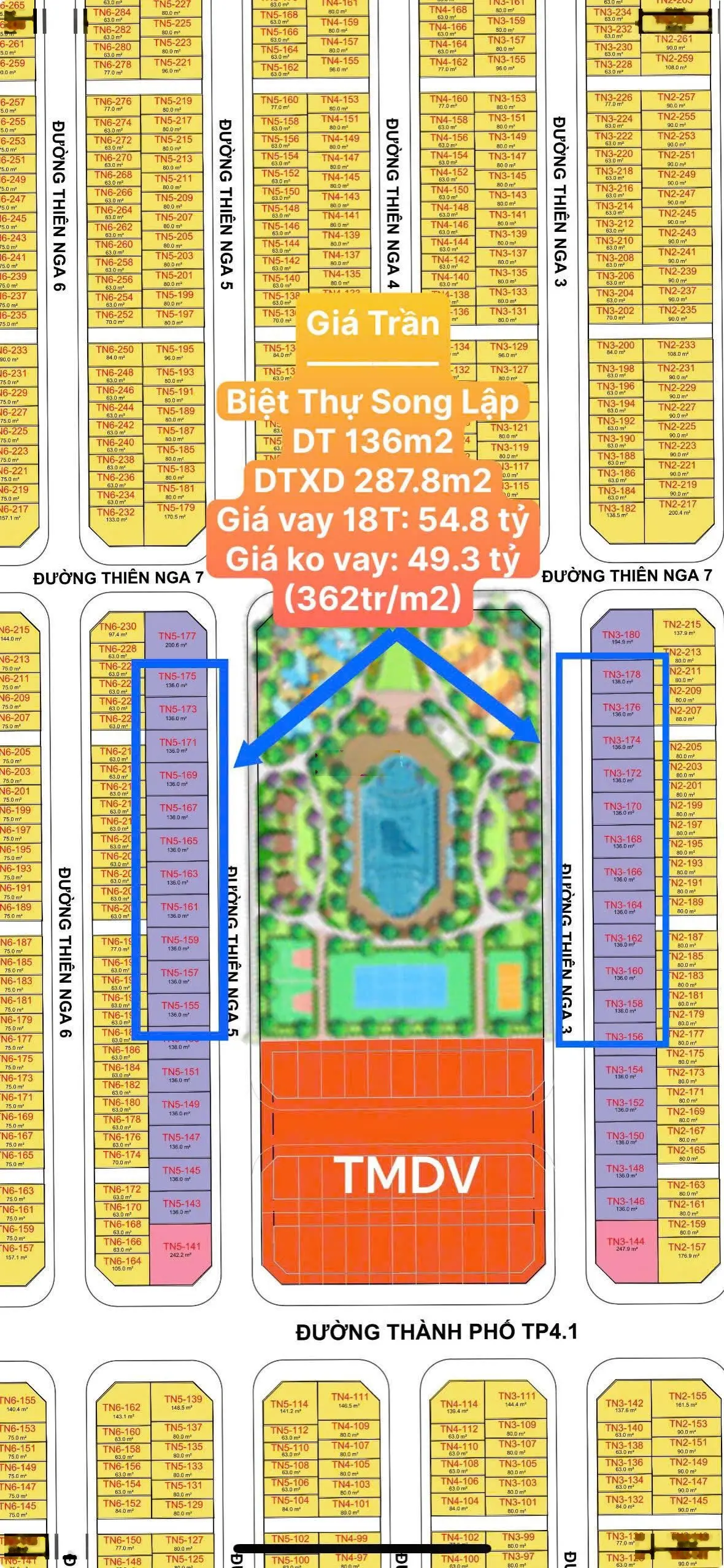 Hàng Hot TD5.02 Song lập vinhomes Cổ Loa (VHGG) 153m2 mt8,5m 4 tầng, ĐN, view công viên giá 55 tỷ