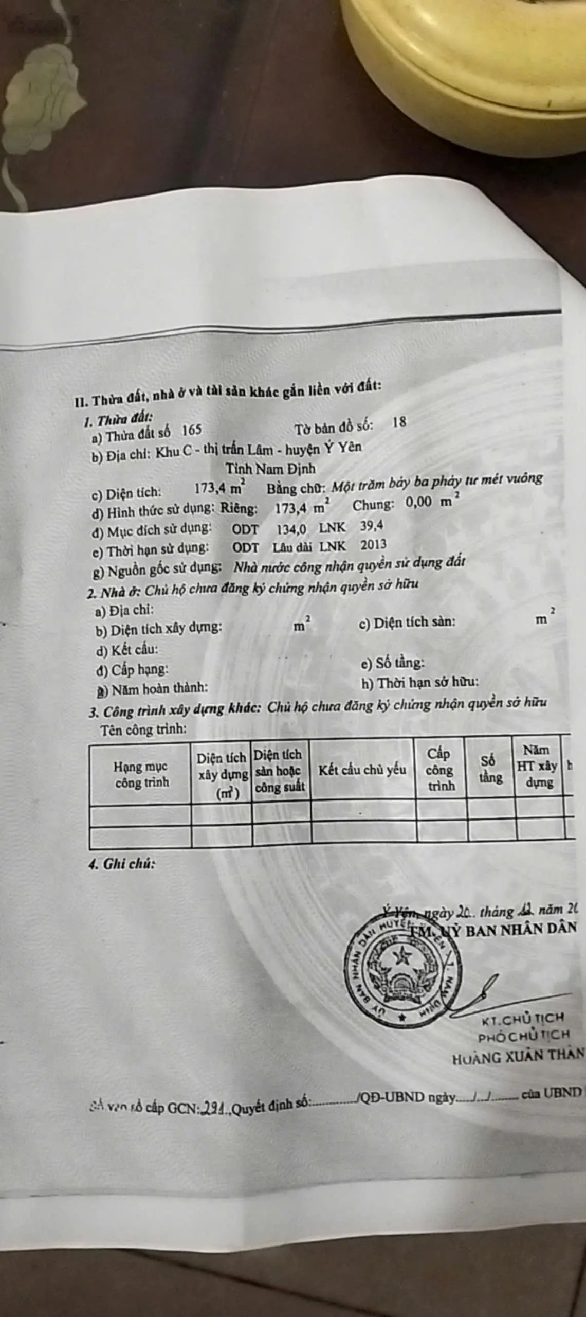 Bán nhà mặt phố đường trục xã, 4,2 tỷ, 174m2, pháp lý đầy đủ