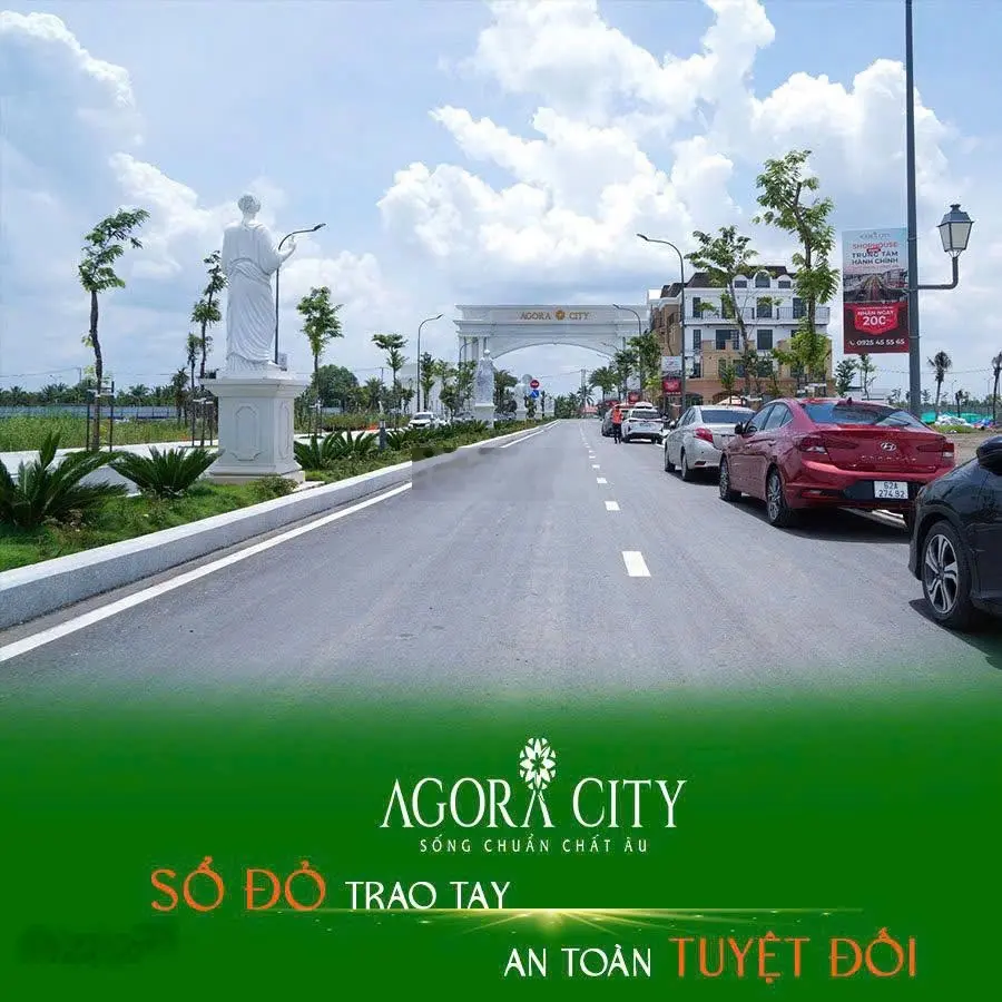 Agora City. Là khu dân cư kiểu mẫu. Nằm liền kề trung tâm hành chính huyện Thủ Thừa, Long An