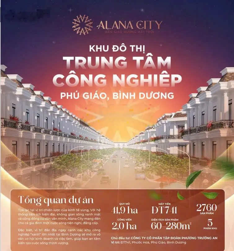 Khu đô thị Alana City - bản giao hưởng mặt trời tại phú giáo chỉ với 30tr chọn vị trí đẹp