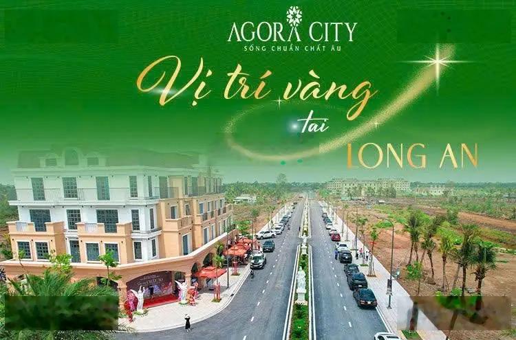 Agora City. Là khu dân cư kiểu mẫu. Nằm liền kề trung tâm hành chính huyện Thủ Thừa, Long An