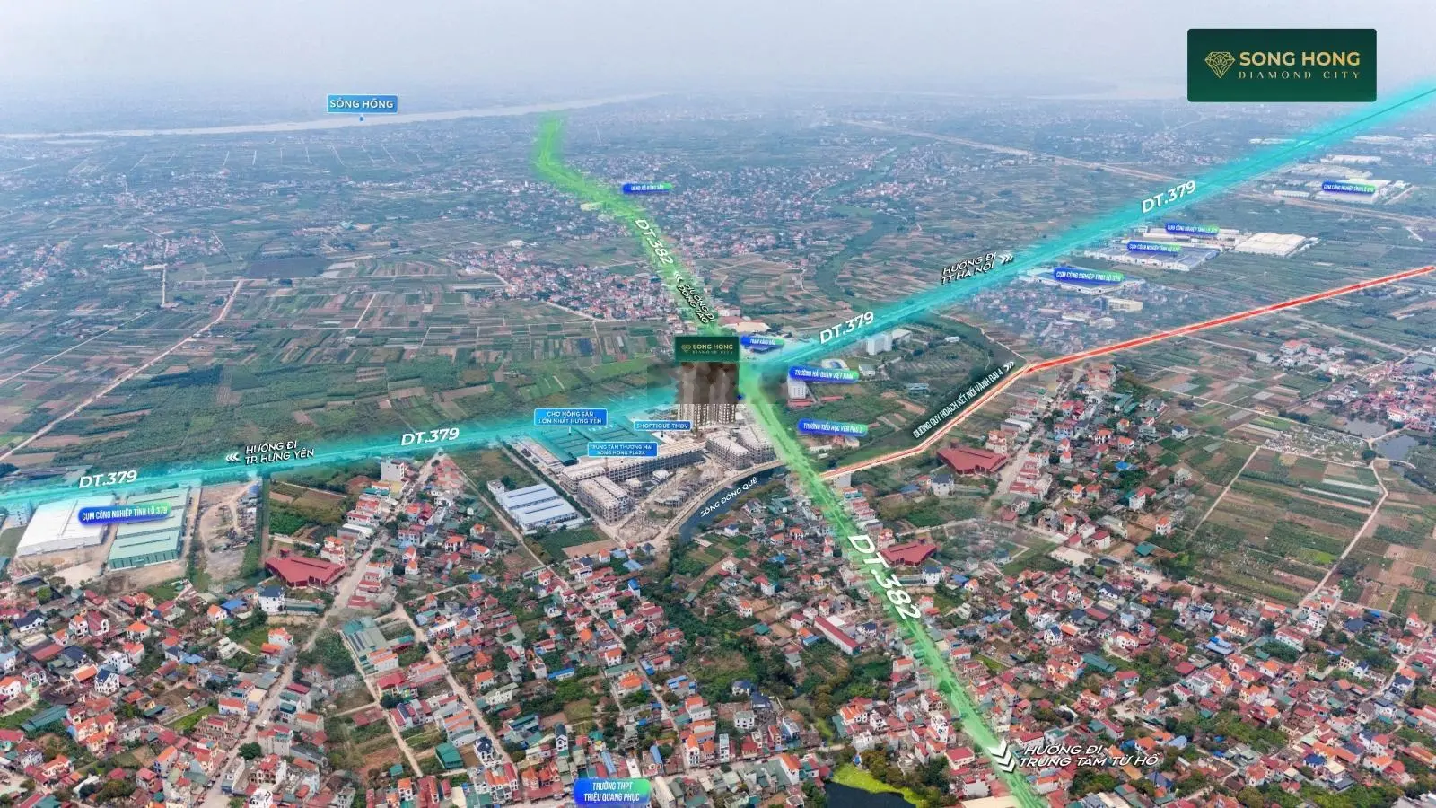 Mở bán Shophouse mặt đường DT382 Dự án Sông Hồng Diamond City Hưng Yên - Suất ngoại giao chọn căn