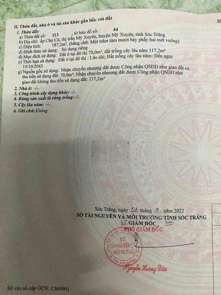 Đất bán sổ hồng trao tay cọc ranh rõ ràng. giá cã mềm mại