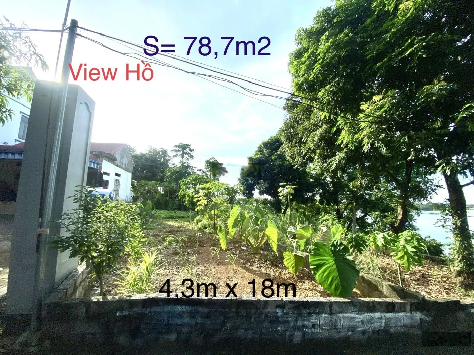 Bán Lô Đất View Hồ S= 78,7m2 Full ONT , Nở Hậu . Gianh giới rõ ràng . Giá Chỉ Nhỉnh 1tỷ Xíu