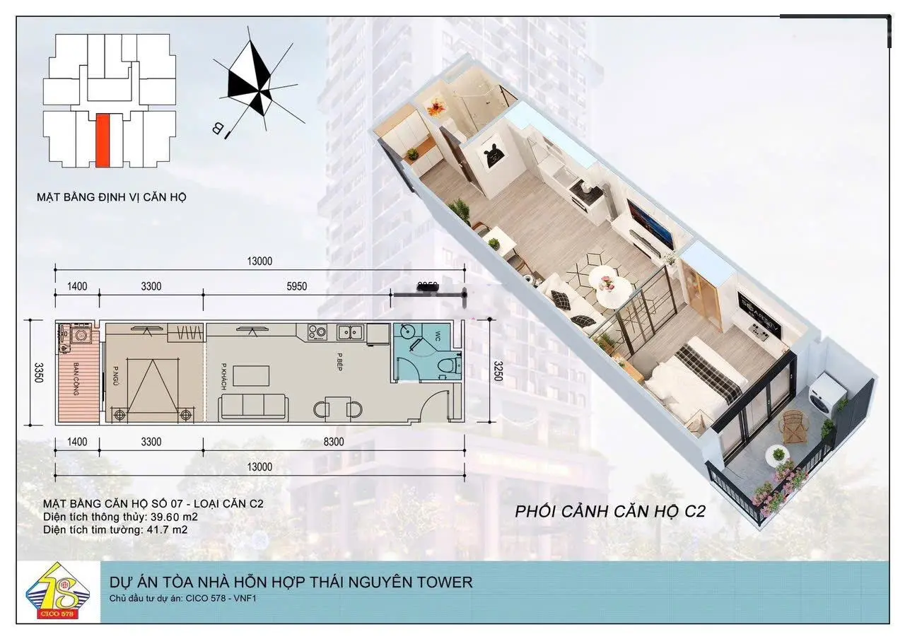 Thái Nguyên Tower bán căn Studio 911tr