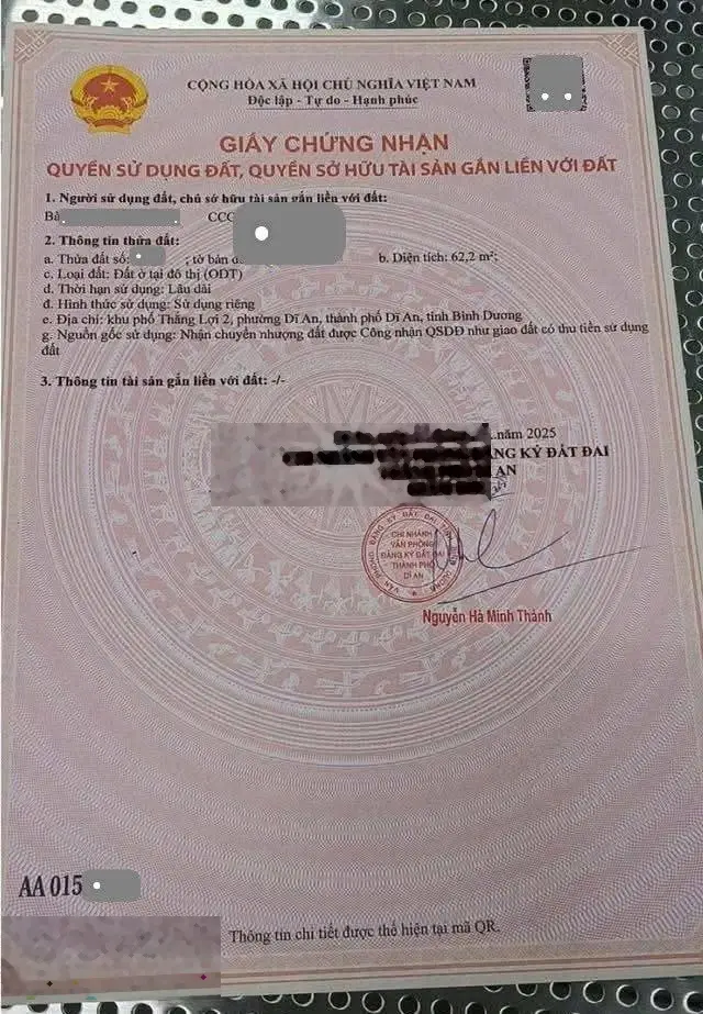 Bán Nhà Sổ Riêng Gần Chợ Xóm Vắng Dĩ An