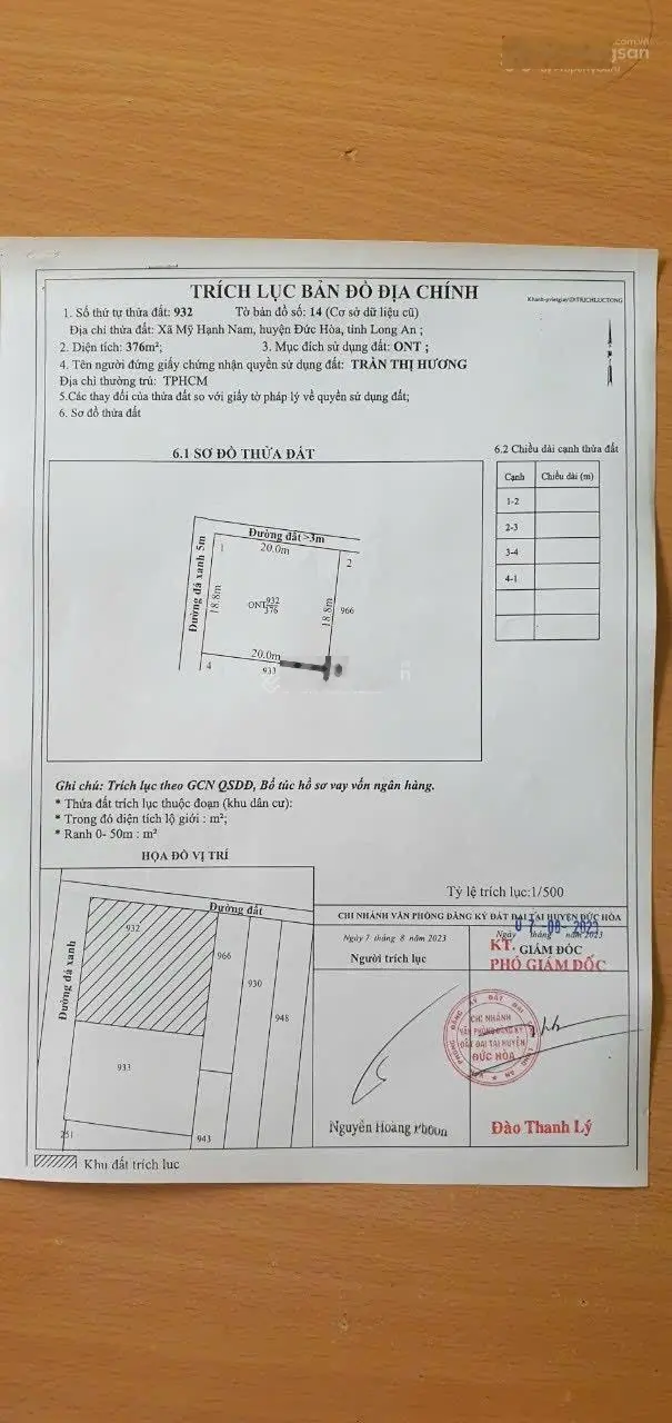 Ngộp bank Bán lô góc đường Gò Hưu | DT: 376m2 đất thổ cư | giá 3 tỷ 7