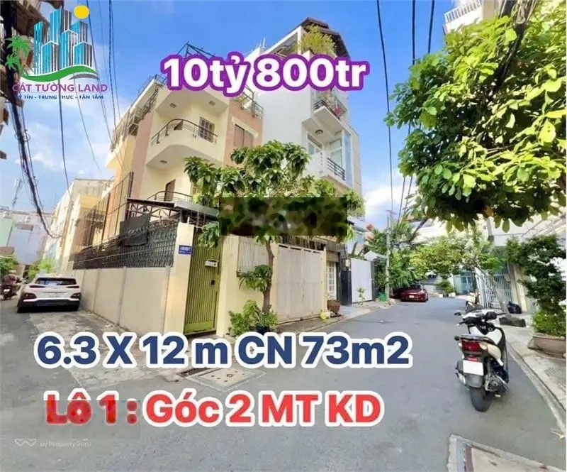 Khu Bàu Cát Tân Bình, Lô góc 2 hẻm 8m, DT 6.3x12m, 4 tầng, chỉ 10.8 tỷ
