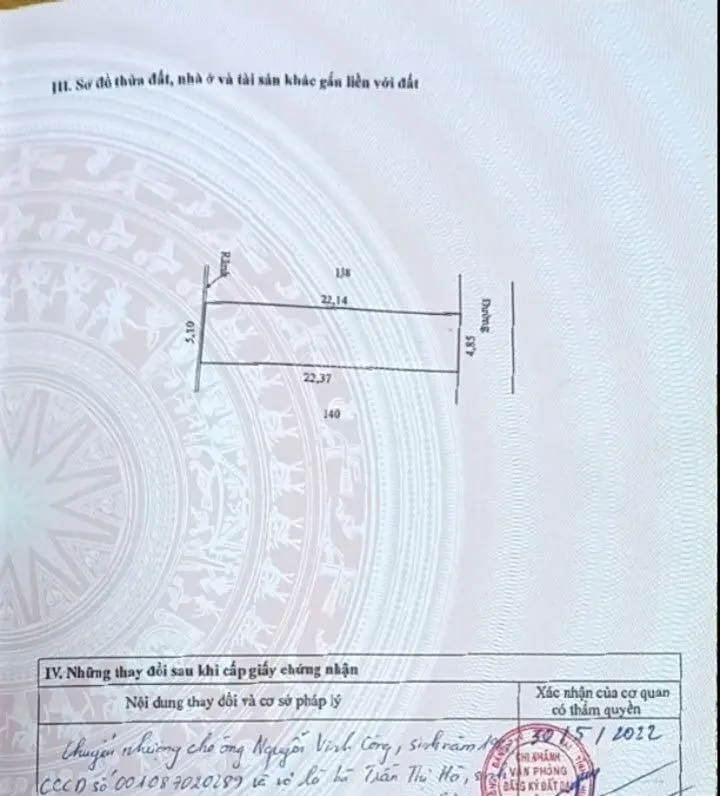 110,7m2 Đất đường thông 5m tại Bãi Sậy Tân Dân Khoái Châu Hưng Yên gần KCN Tân Dân chỉ 13.Xtr/m2