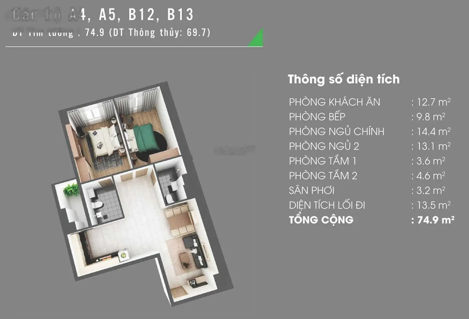 Bán căn hộ 2PN/75m2 tầng trung Homyland Riverside Nguyễn Duy Trinh Q. 2, chiết khấu 3%. 0931 633 ***