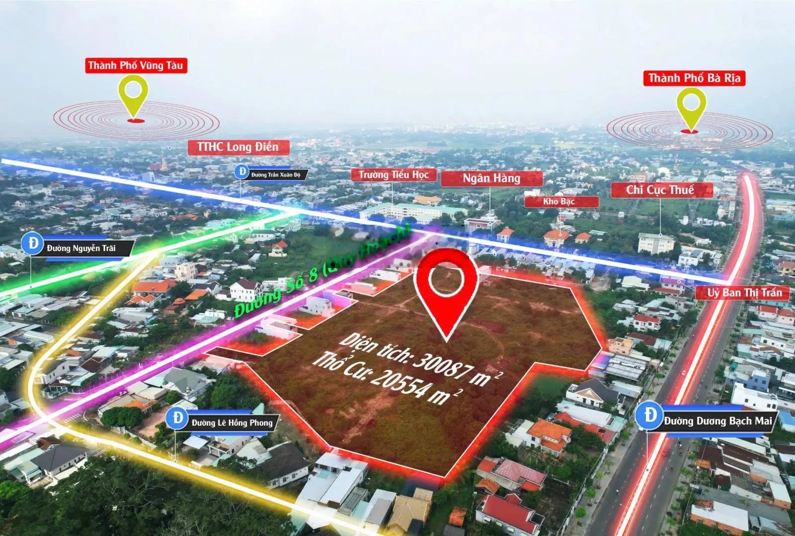 Chuyển nhượng đất dự án nhà phố Tỉnh BR-VT DT 30,000 m2 thổ cư 20,000 m2 ODT giá 6,3tr/m2