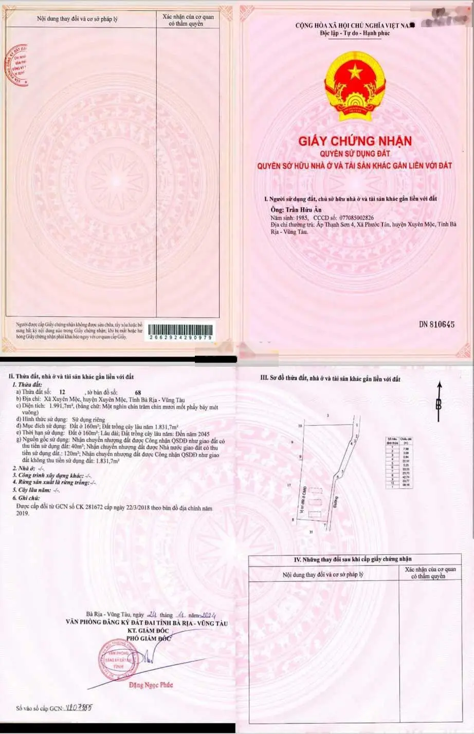 Bán lô đất giá mềm (số 9,10) Xuyên Mộc