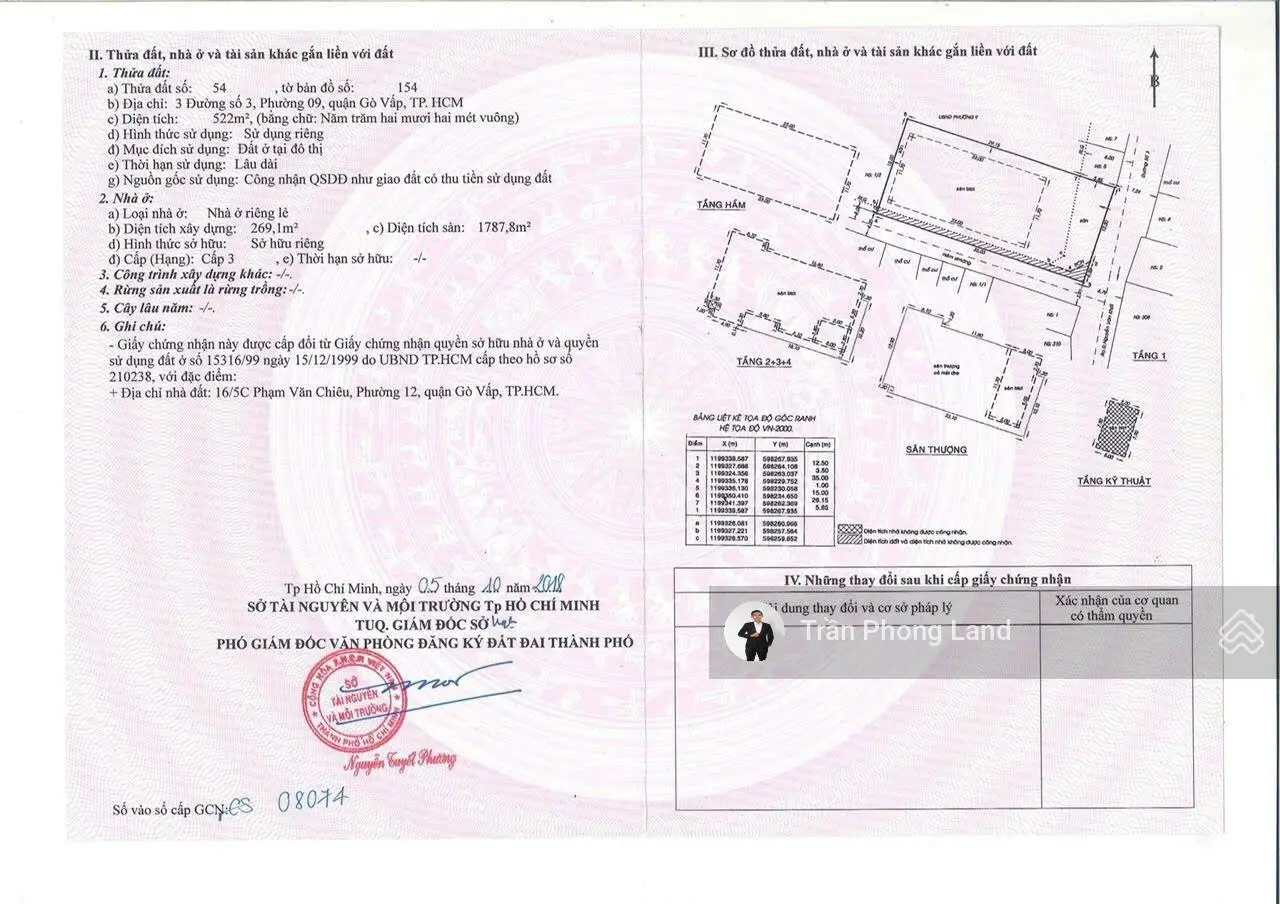 Chính chủ gửi bán nhà mặt tiền số 3 Đường Số 3, P9, Q. Gò Vấp, 15x35m, hầm 5 tầng, 0908 140 ***