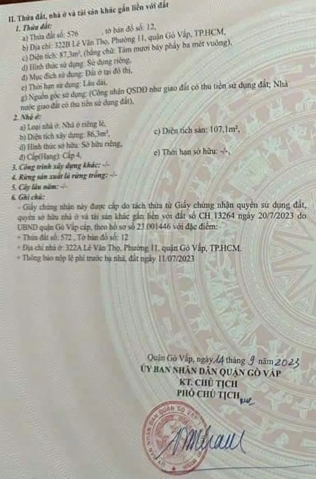 Cần bán nhà riêng mặt phố 322B đường Lê Văn Thọ, Phường 11, Gò Vấp, Hồ Chí Minh