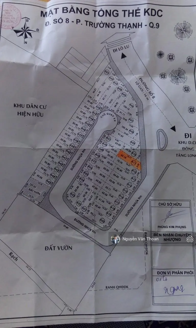 Chủ gửi bán lô mặt tiền ngay dự án Tín Hưng đường số 8 Lò Lu. Giáp Đông Tăng Long