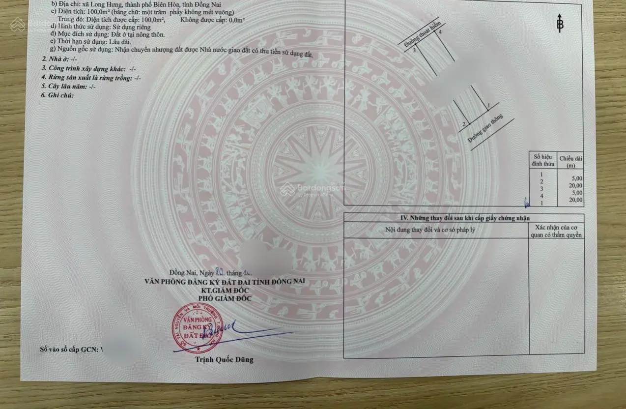 Cắt lỗ 300 triệu, Chính chủ gởi bán đất Long Hưng 1 tỷ 9 khu 4 đối diện công viên