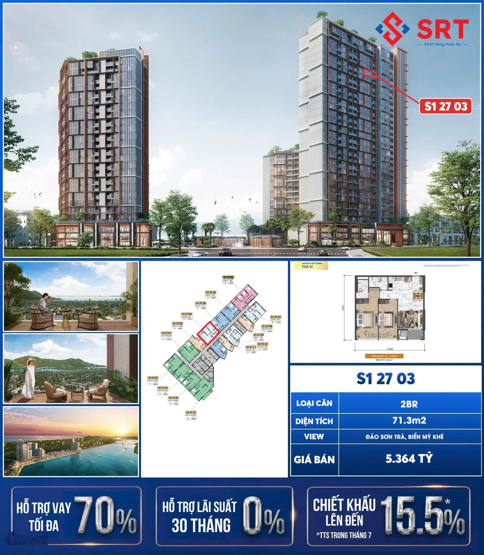 Được Phúc bán căn chung cư 71,3m2 dự án Sông Hàn Đà Nẵng giá 5 tỷ 4