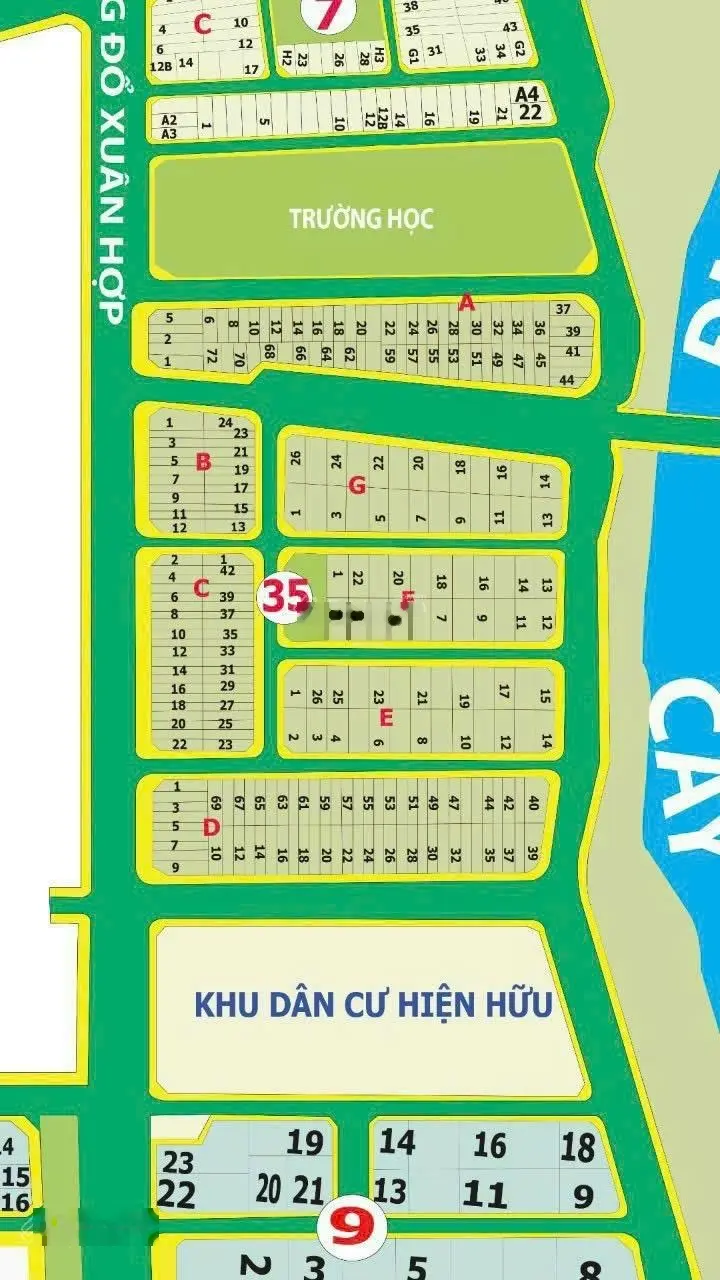Bán nền đất sổ đỏ kdc Hoàng Anh Minh Tuấn Đỗ Xuân Hợp đối diện The Global city. LH 0932 087 ***