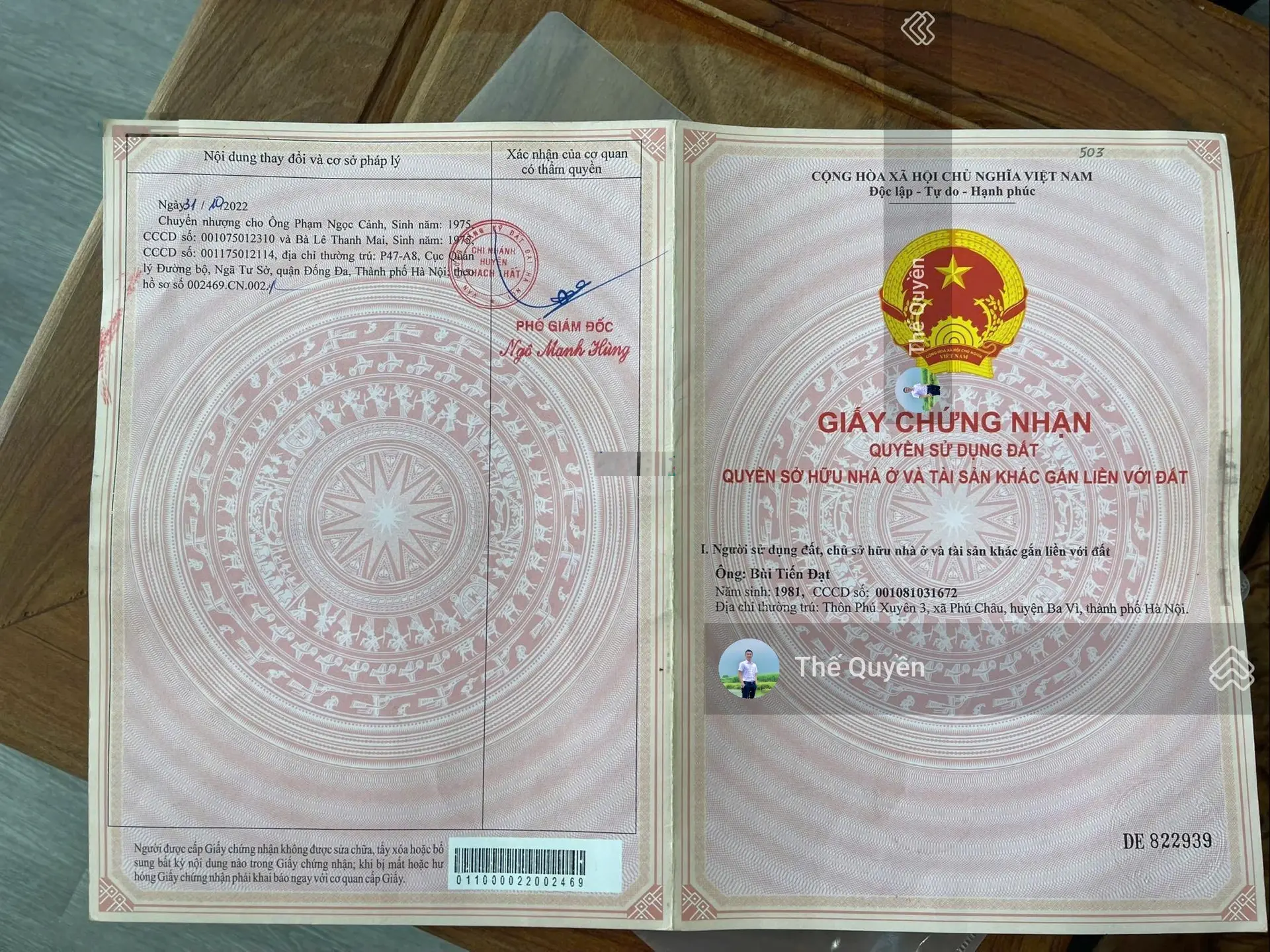 Bán đất 1,2 tỷ VND tại Xã Tân Xã, Thạch Thất, Hà Nội