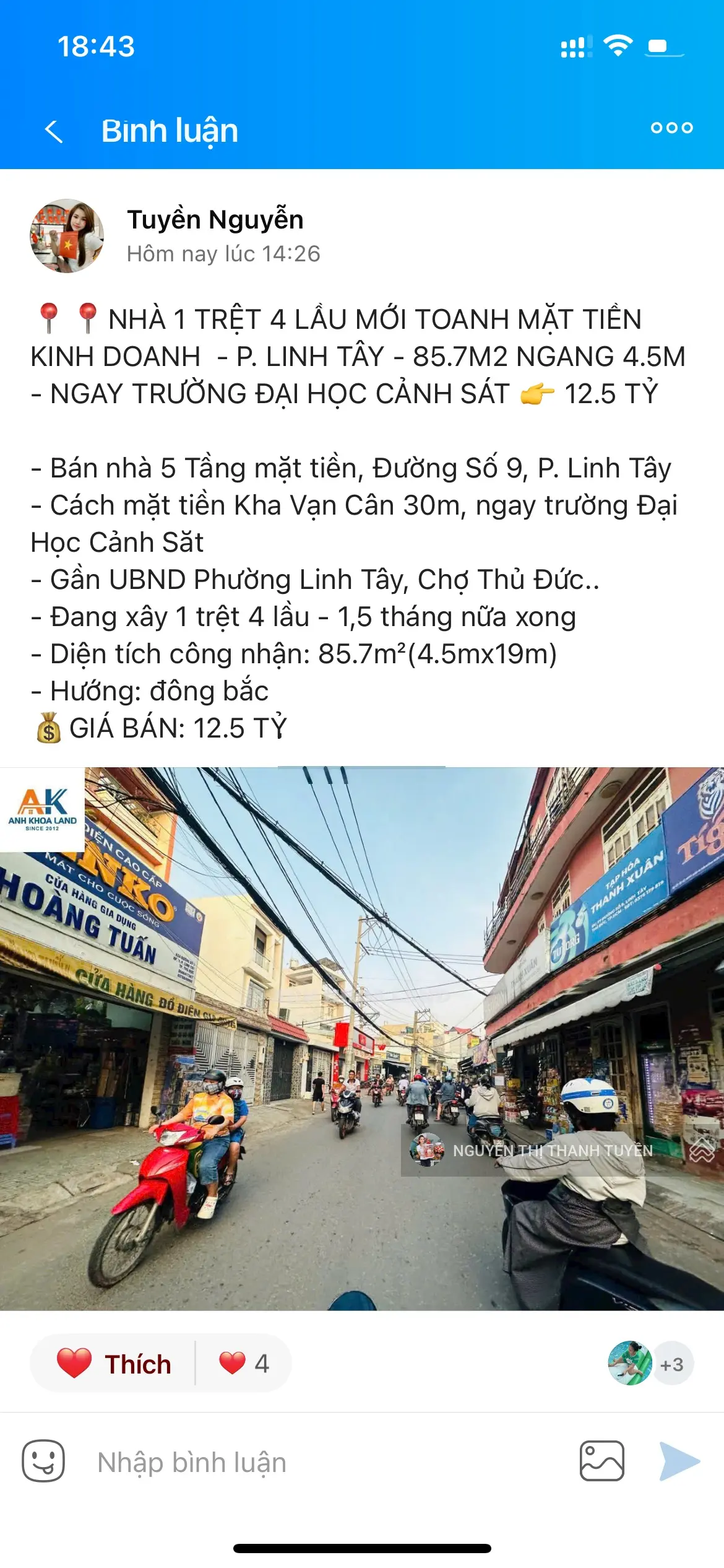 Mặt tiền 5 tầng mới toanh có thang máy ngay Đ.Kha Vạn Cân cạnh trường Đại Học Cảnh Sát gần 100m2