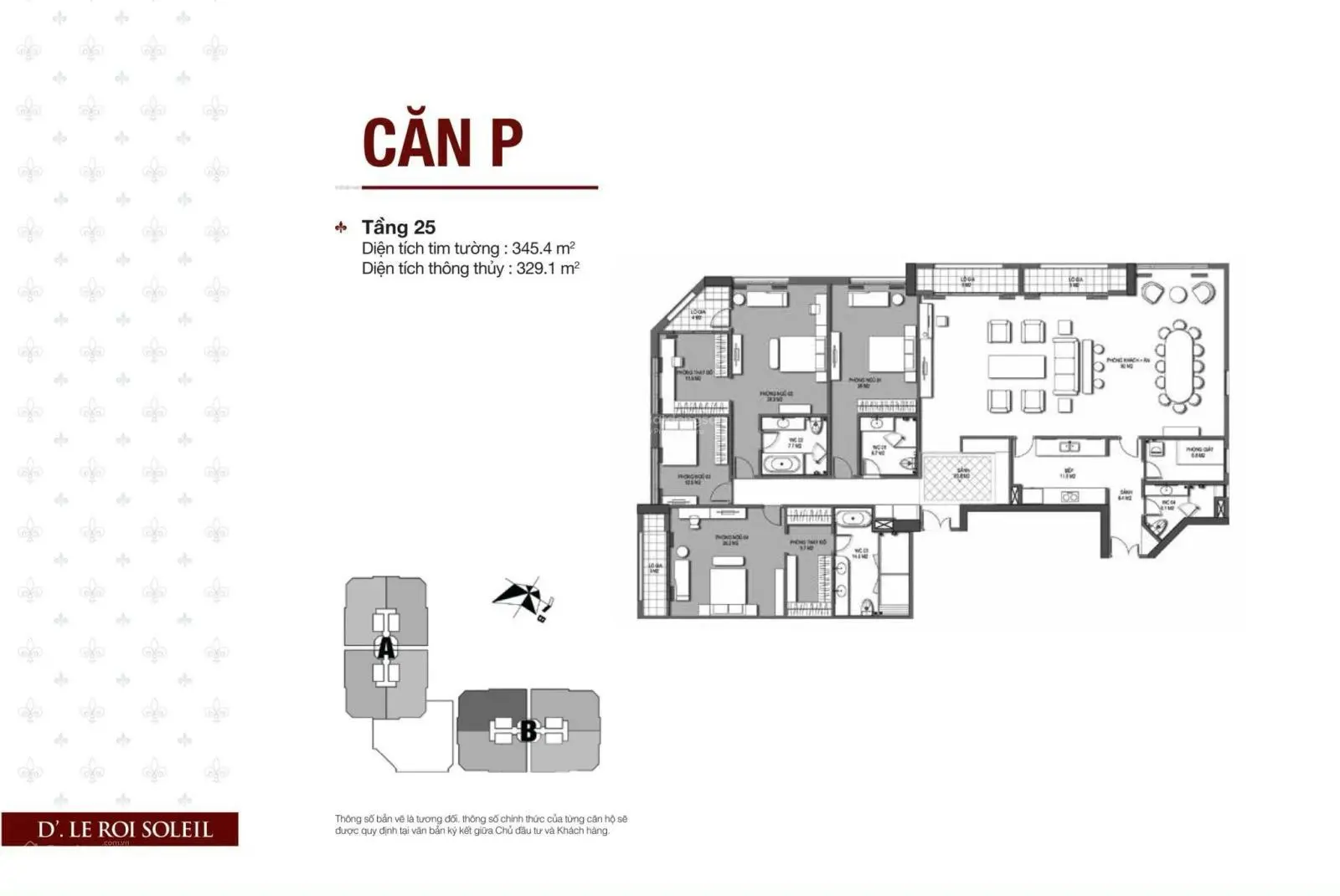 Penthouse 329m2 Chung cư D.Le Roi Soleil 59 Xuân Diệu.LH 0974 681 ***