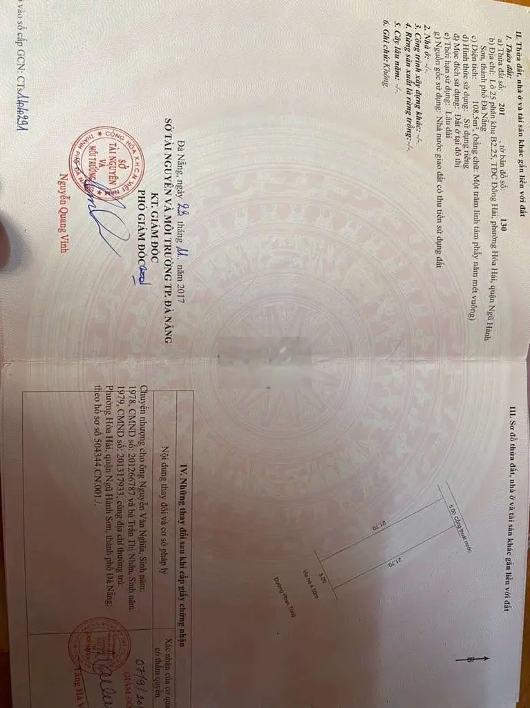 Bán lô phan tònh. Khu đông trà. Hòa hải. 4 tỷ 100 sát biển