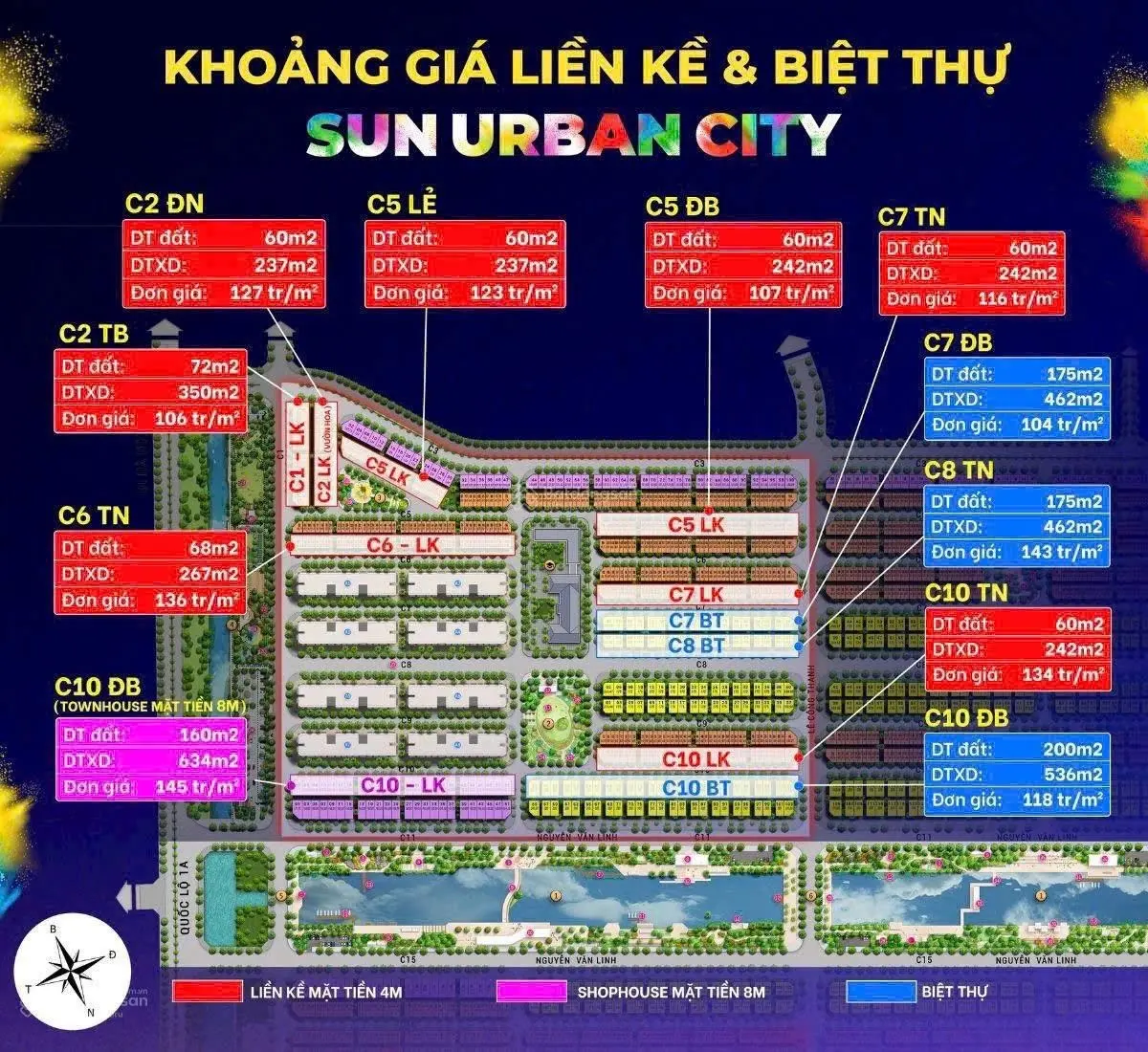 Bán nhà phố, liền kề, biệt thự có hầm , chung cư tại thành phố Sun Hà Nam, cách Hà Nội 30 phút