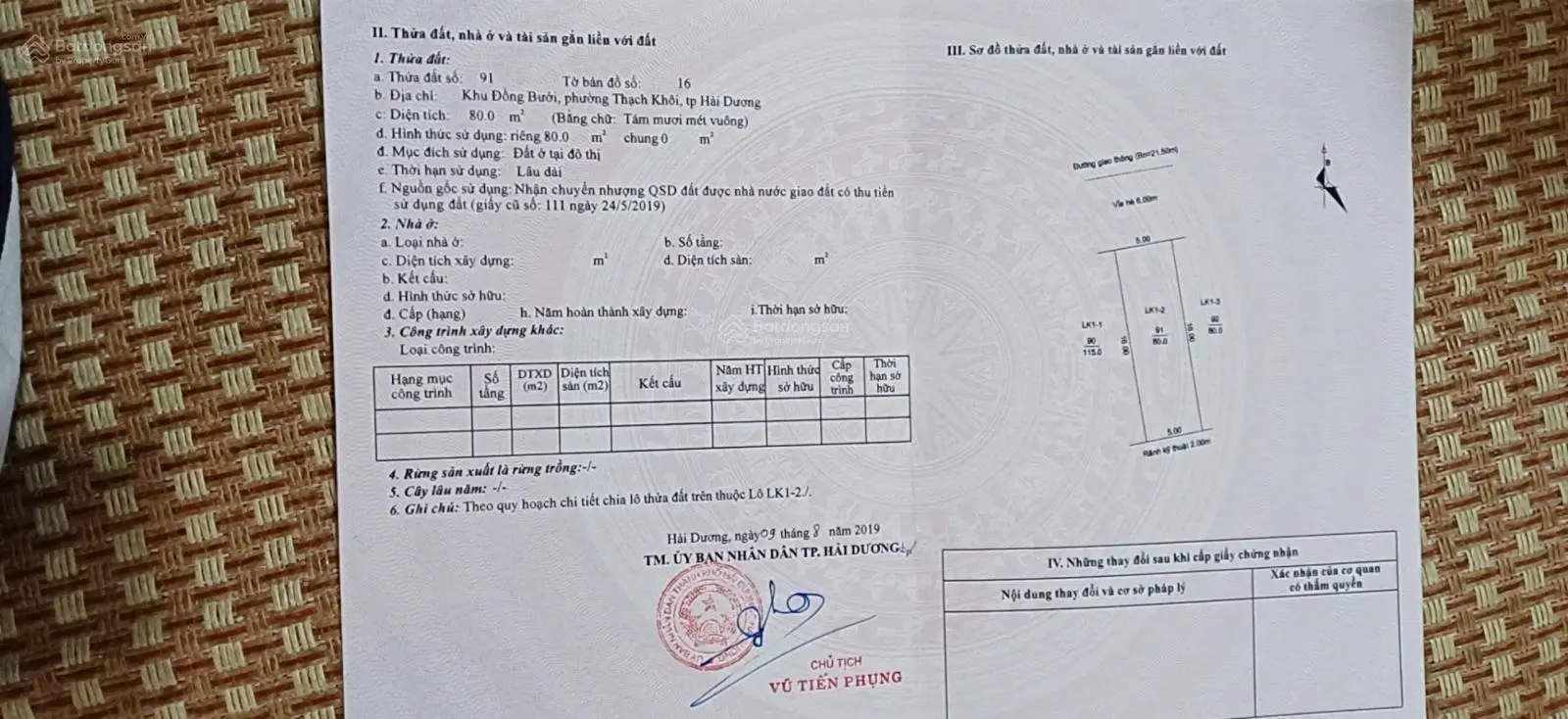 Chính chủ bán đất mặt phố Thạch Khôi, khu trung tâm buôn bán sầm uất, gần các trường học, UBND...