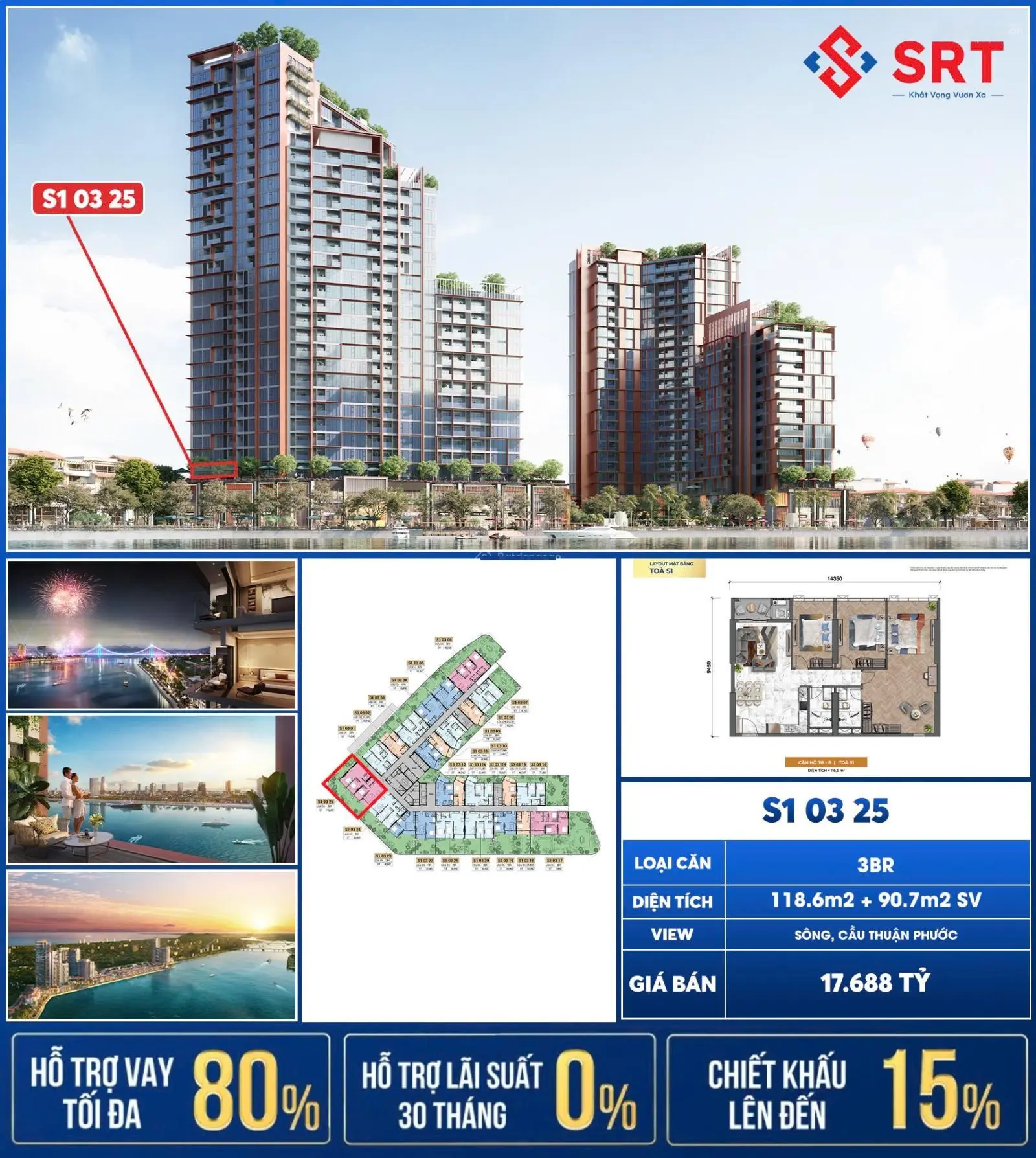 Cẩm Hương - Căn 3PN có sân vườn-View sông Hàn VIP nhất dự án Symphony/sân vườn 90,7m2/giá đợt 1 CĐT