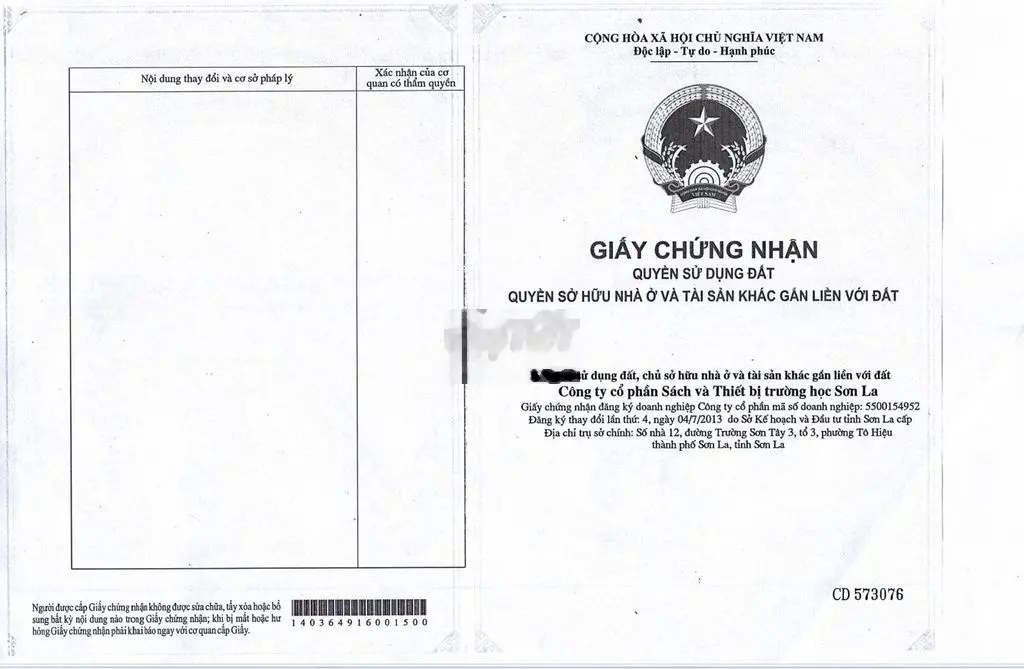 Công ty cần chuyển nhượng 1040m2 đất và tài sản trên đất tại TP Sơn La
