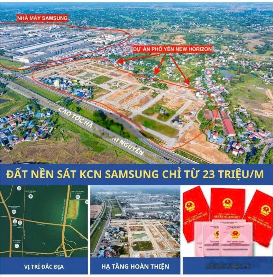 Chính chủ cần bán lô áp góc đẹp nhất dự án Yên Bình New Horizon, sát KCN Samsung - Thái Nguyên