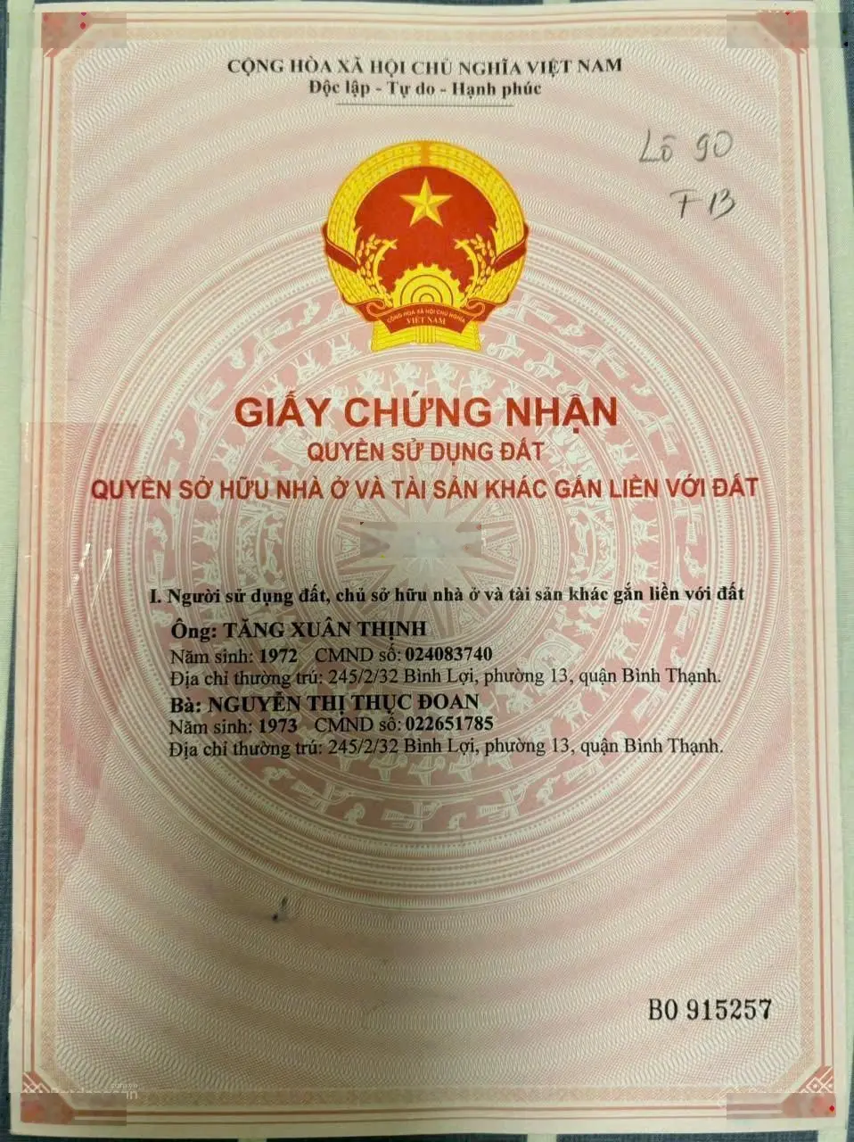 Chính chủ bán nhà khu dân cư Bình Lợi, Phường 13, Quận Bình Thạnh, TP Hồ Chí Minh