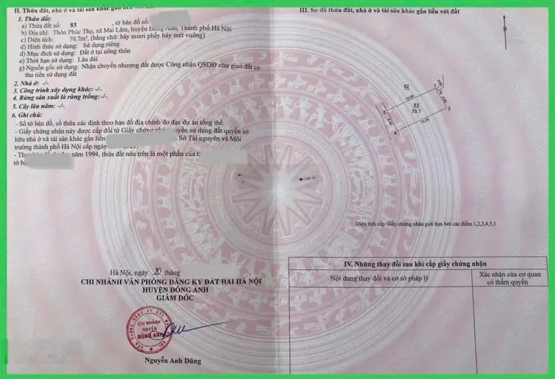 Cần bán lô đất mặt tiền siêu đẹp tại Phúc Thọ - Mai Lâm - Đông Anh - Hà Nội