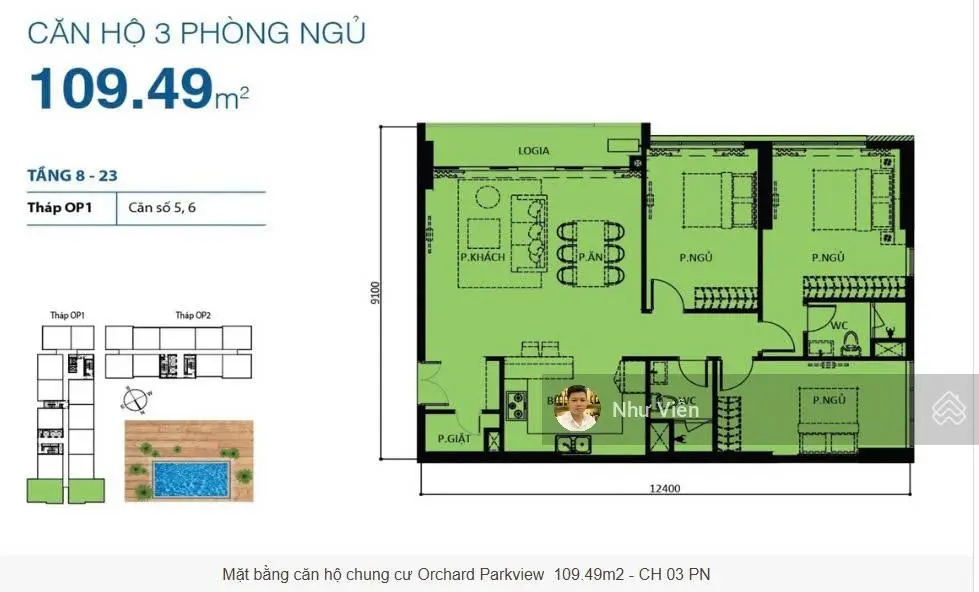 Bán căn hộ Orchard Park View, 3PN, 2WC, 109m2, căn góc, giá: 8.8 tỷ, liên hệ: 0908435880