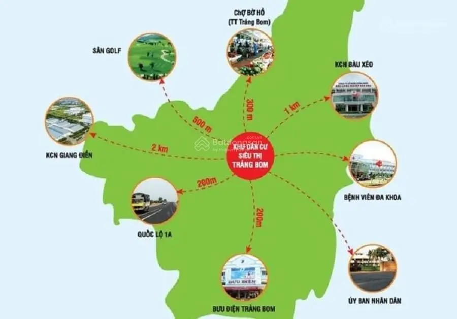 Chỉ 450 triệu sổ hữu đất nền trung tâm thị trấn Trảng Bom, sổ riêng từng nền