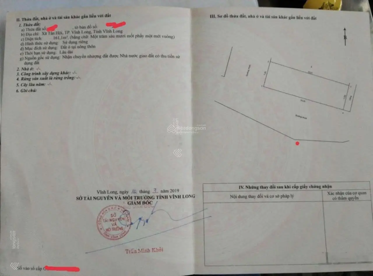 Bán đất full thổ cư 161 m2, phường Tân Hội, Thành phố Vĩnh Long