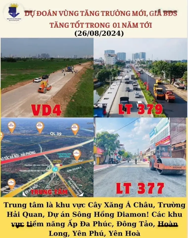 Siêu phẩm góc tuyệt đẹp tại đấu giá Yên Hoà, Yên Mỹ, ngay giáp đường LT 379, cao tốc HY - Thái Bình