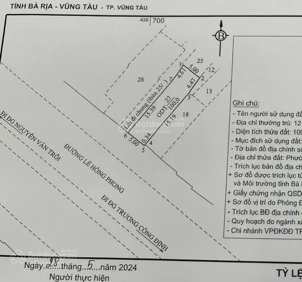 Bán nhà cấp 4 mặt tiền đường Lê Hồng phong 5x20 giá 15,5 tỷ