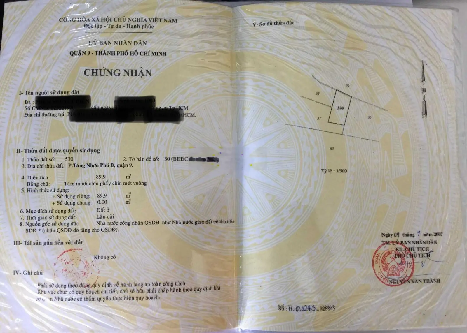 Bán đất tặng nhà, giảm sốc từ 7.2tỷ còn 6,7 tỷ-51/9F Đ 11, P. TNPB, Q9, LH: 0903 969 ***chính chủ)